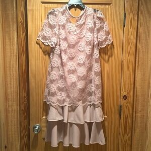 Vintage pastel pink Rich Lady Retro Lace Sheath Pinup Bridgerton Cocktail Dress